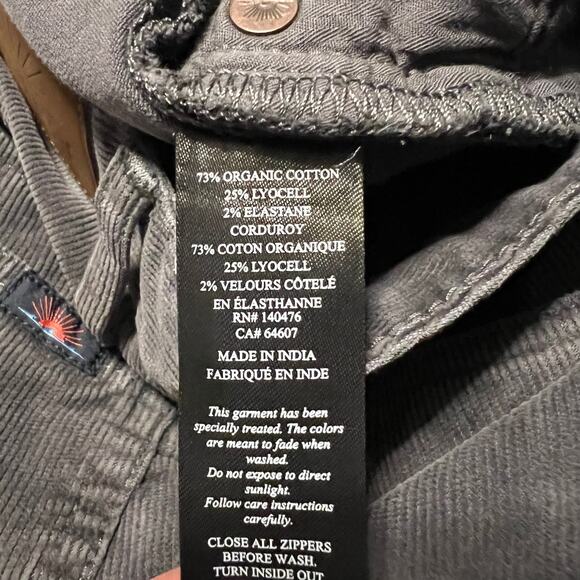 Faherty Pants Mens 29 Gray Corduroy Cord Organic Cotton Blend (31x31) - Picture 6 of 12